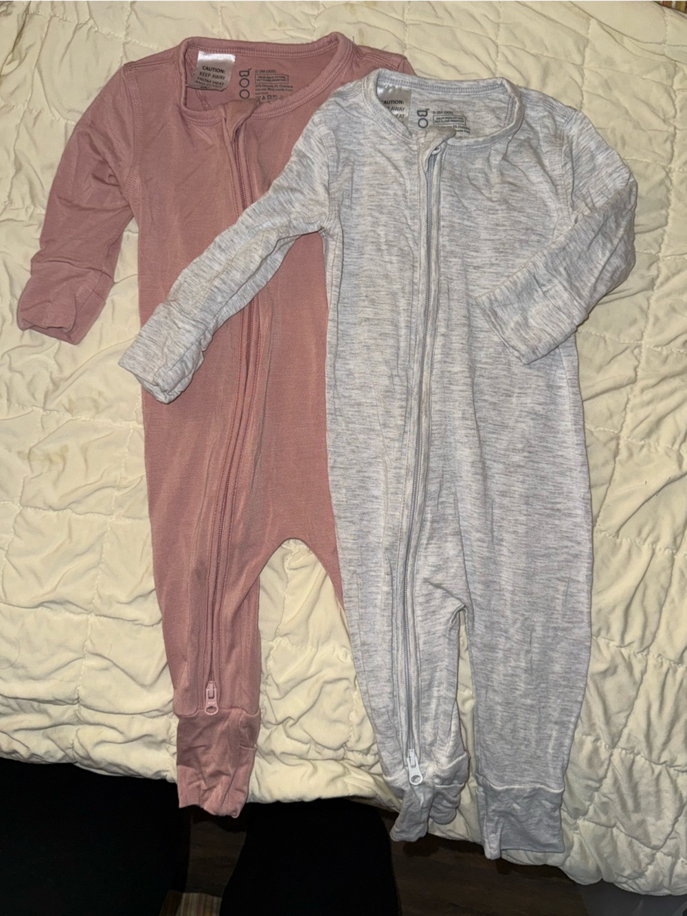 2-pack Bamboo zip up romper